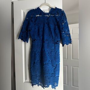 Lulus Blue Floral Lace Dress